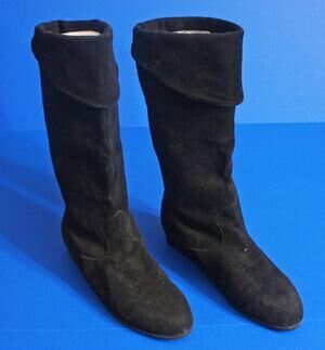 Ladies Black Suede Leather Boots - Size 12M, Jack Sprat